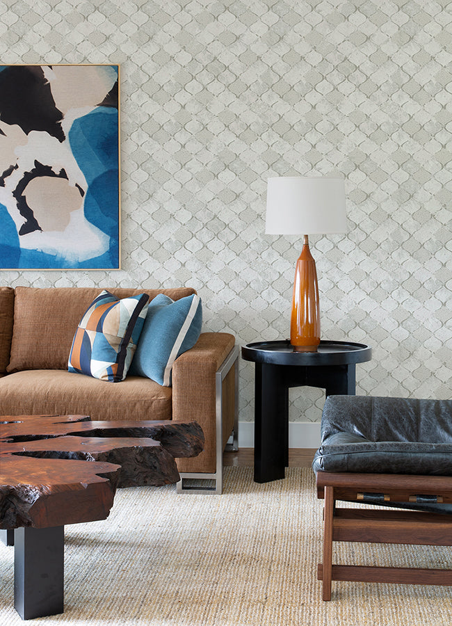 Silver and White Ogee Design