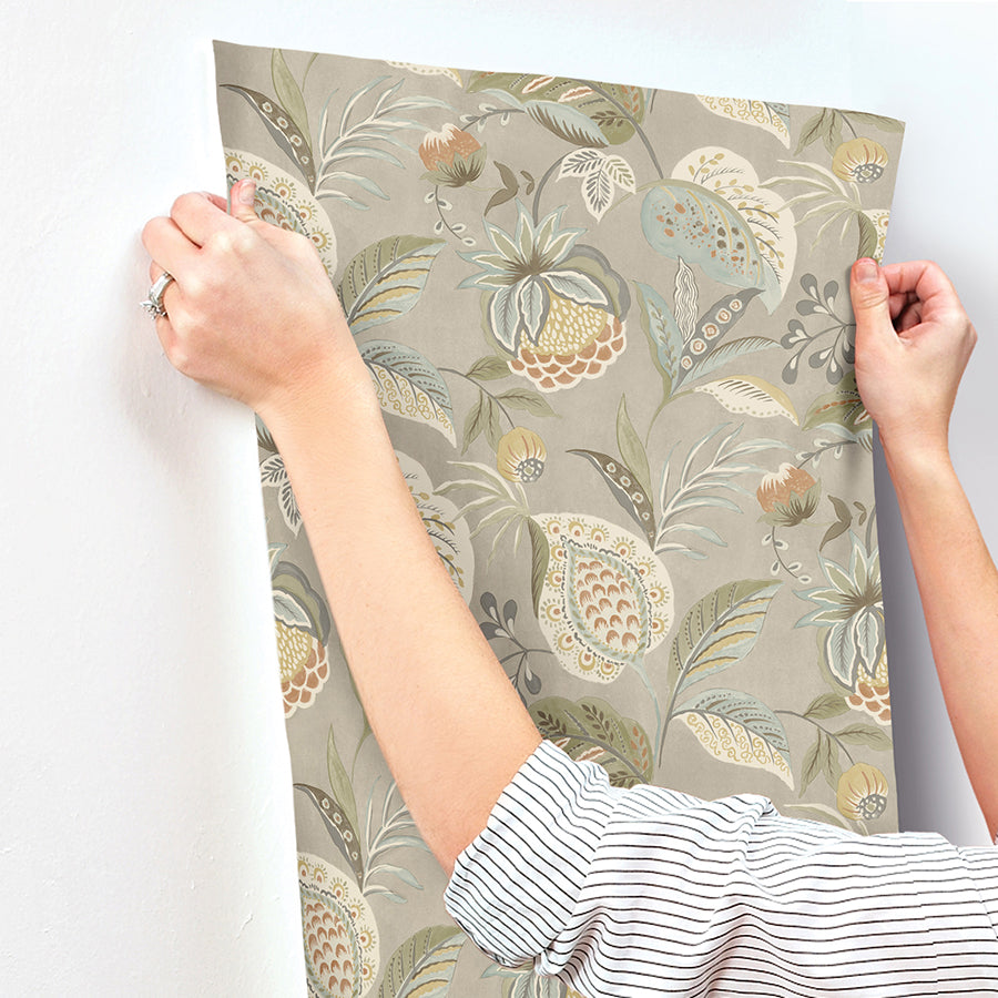 Bohemian Taupe Jacobean Wallpaper
