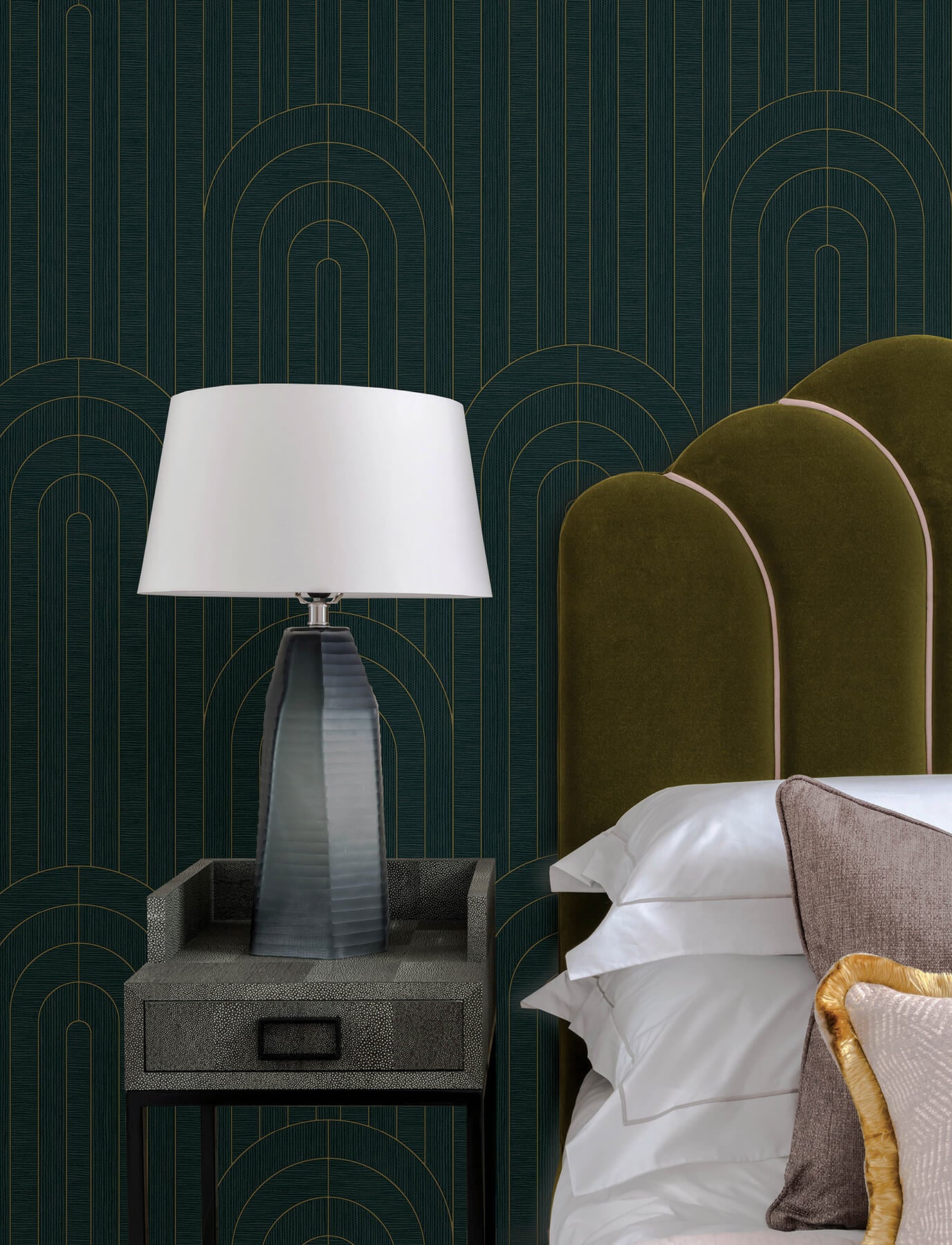 Declan Teal Textured Arches Wallpaper
