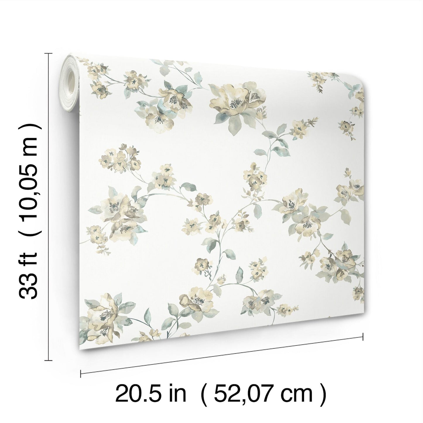 Festival Floral Aqua Trailing Wallpaper