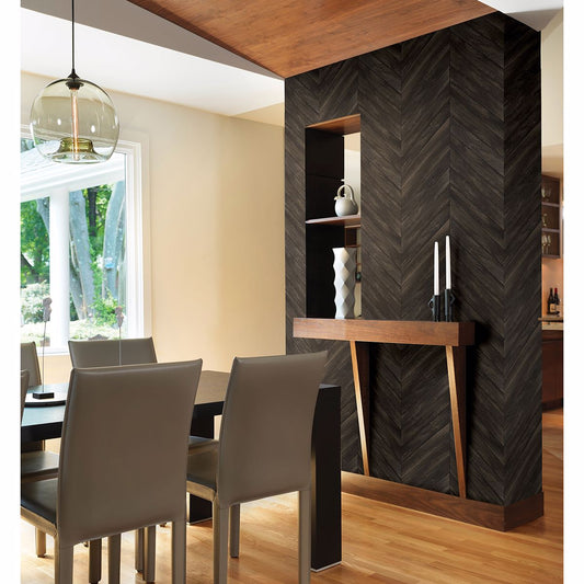 Parisian Dark Brown Parquet Wallpaper
