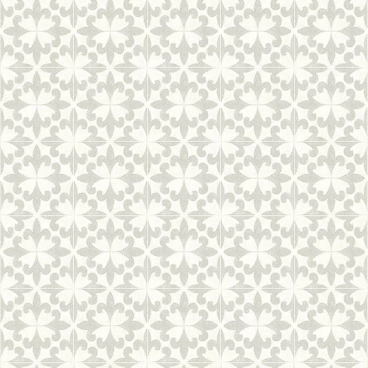 Light Gray Fleur Tile Wallpaper