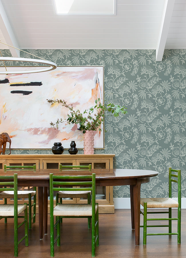 Sea Green Jacobean
