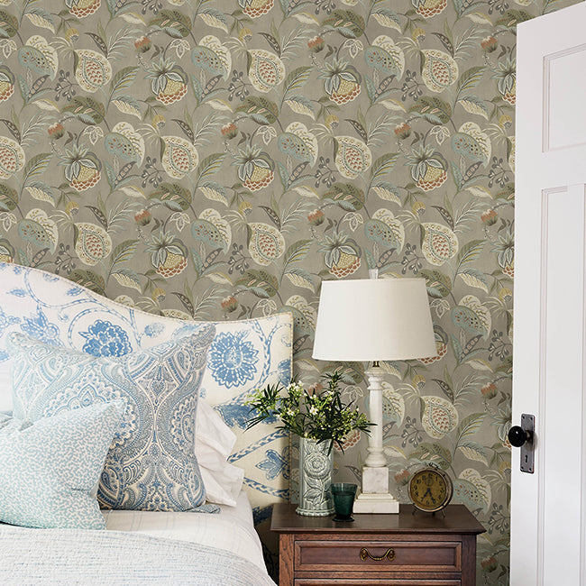 Bohemian Taupe Jacobean Wallpaper