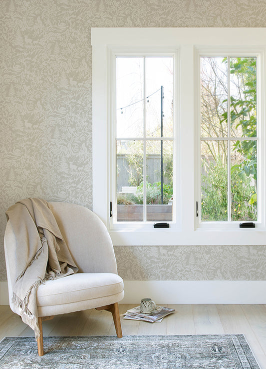 Alrick Taupe Forest Venture Wallpaper