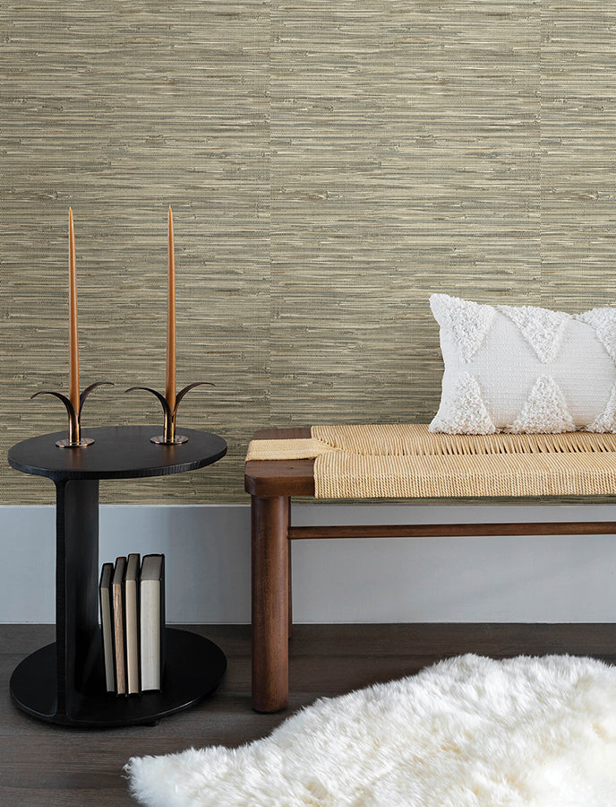 Exhale Olive Woven Faux Grasscloth Wallpaper
