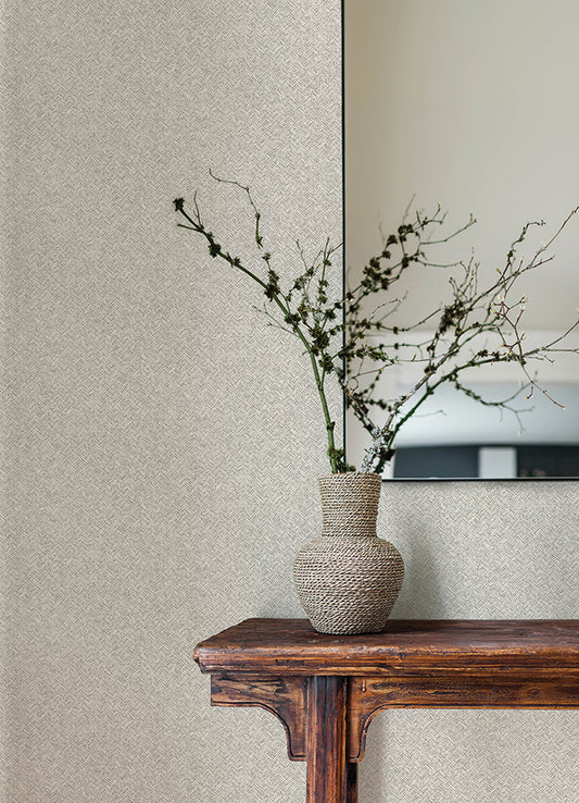Woven Basket Light Grey Wallpaper