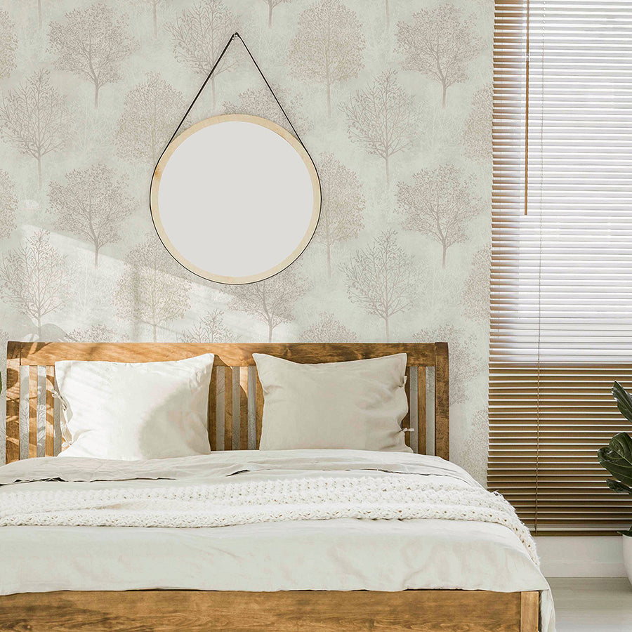 Agatha Beige Trees Wallpaper