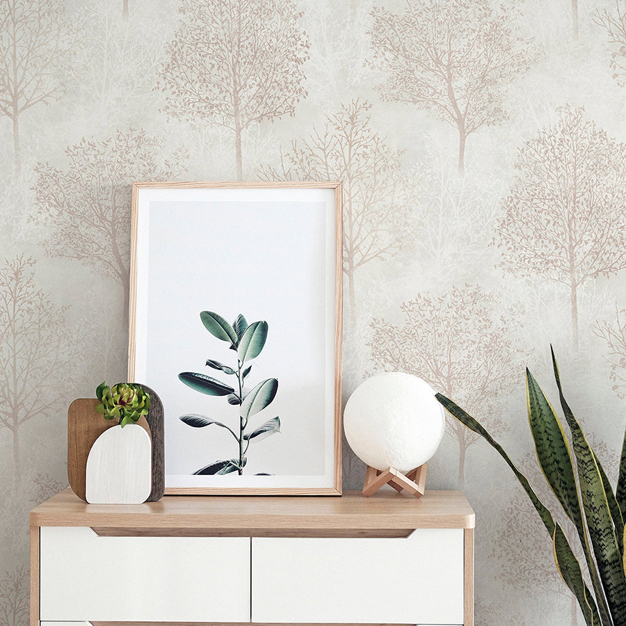 Agatha Beige Trees Wallpaper