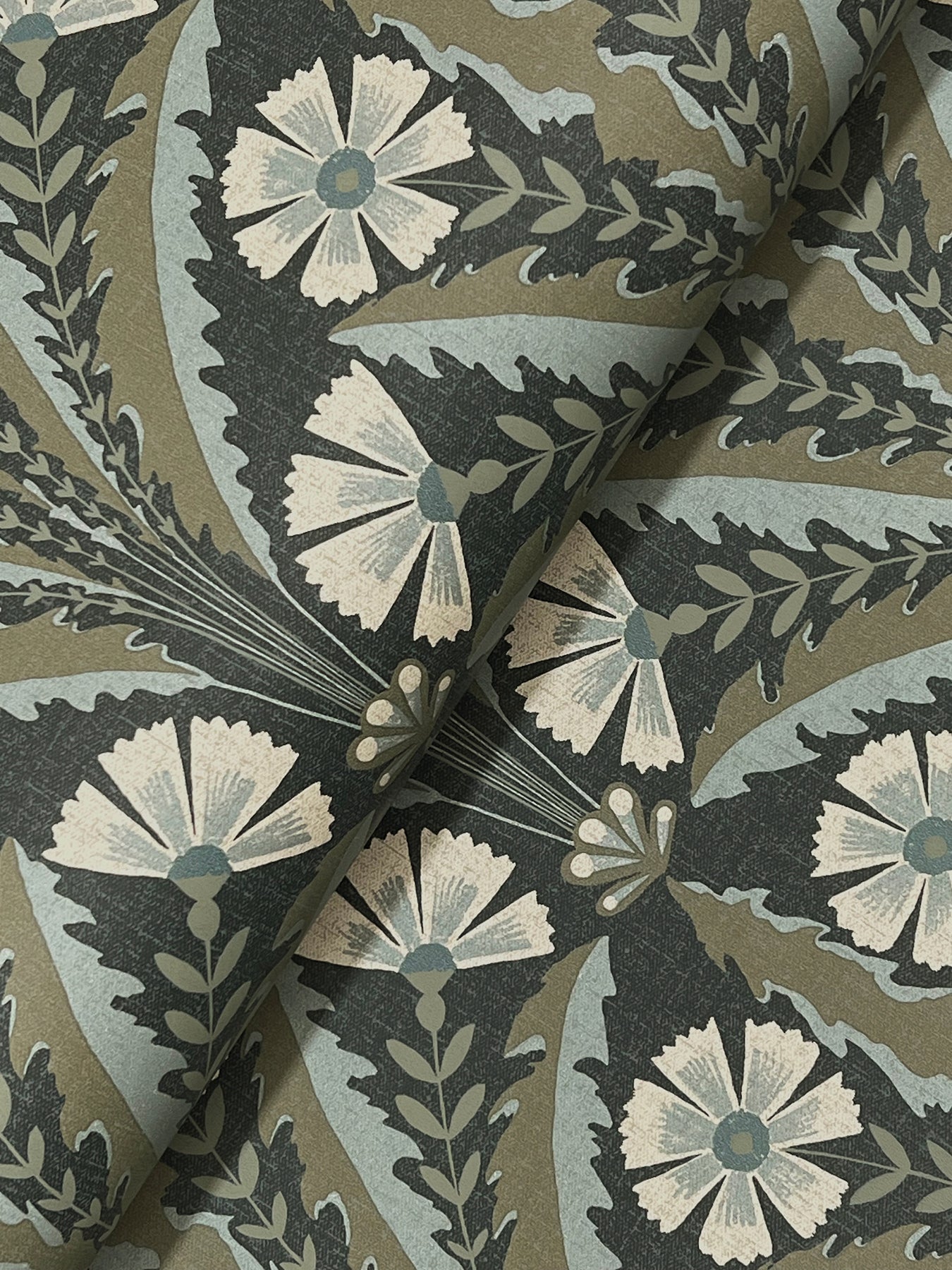 Tap Root Charcoal Floral Damask