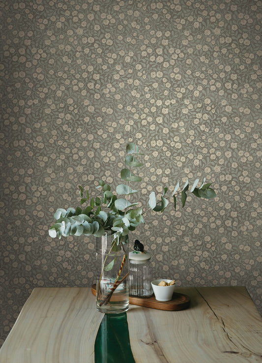 Poppy Trail Aqua Floral Wallpaper