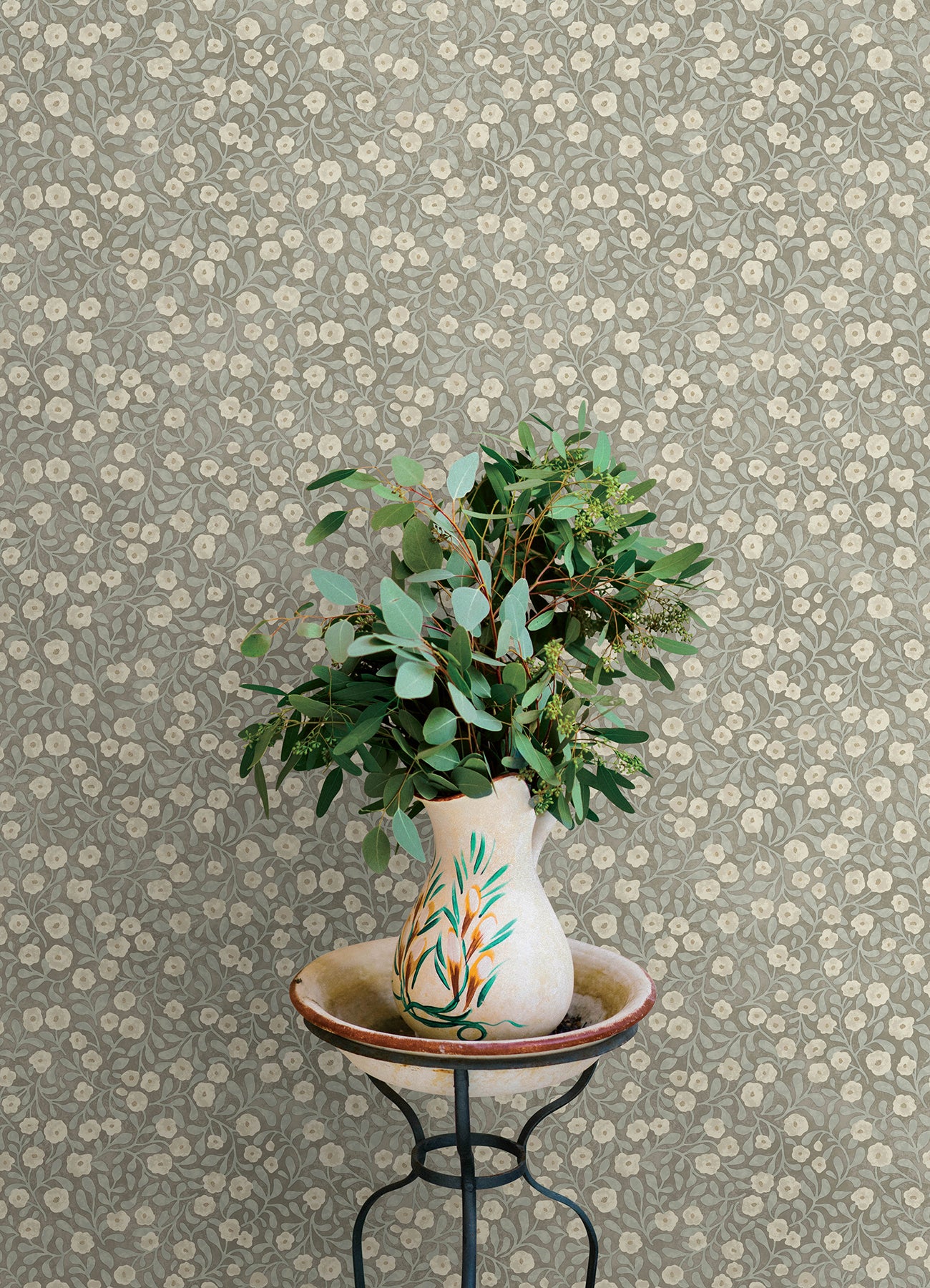 Poppy Trail Aqua Floral Wallpaper