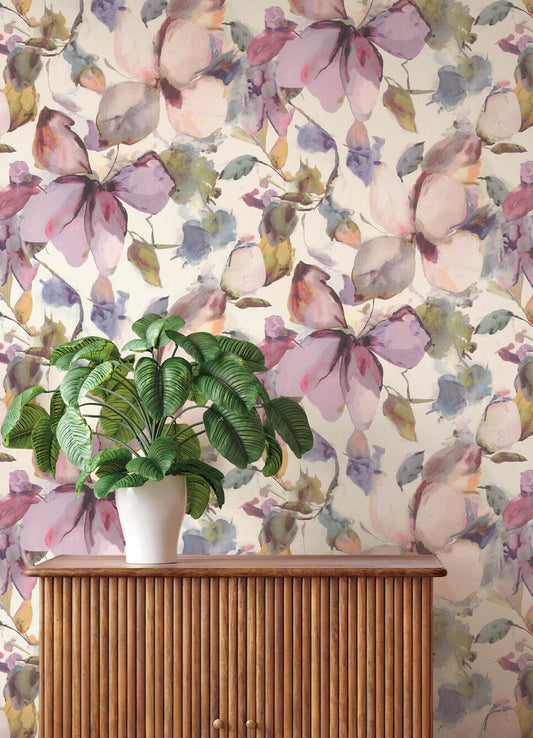 Liliana Plum Floral Wallpaper