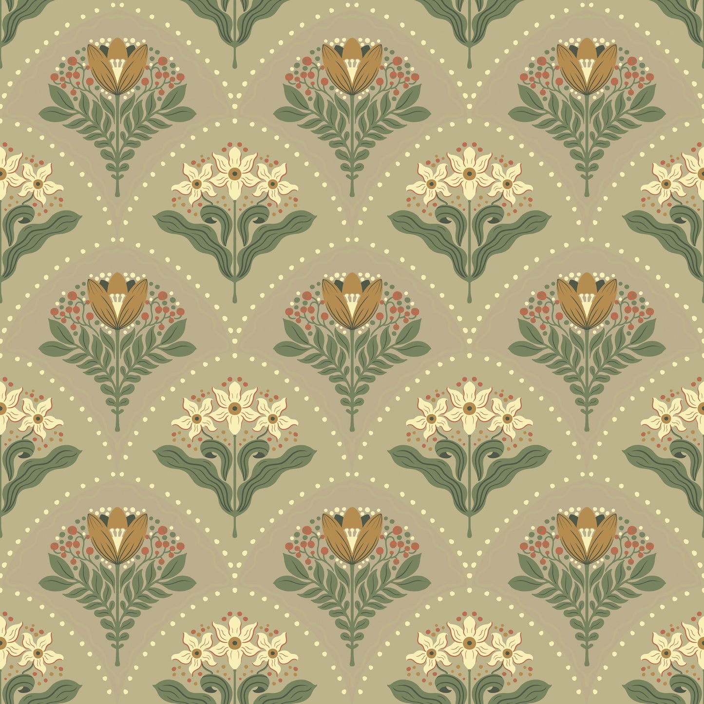Maj Taupe Floral Damask