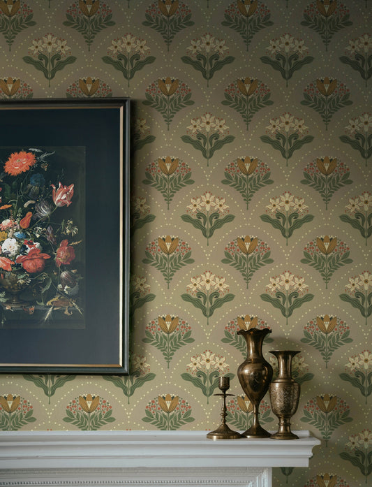 Maj Taupe Floral Damask