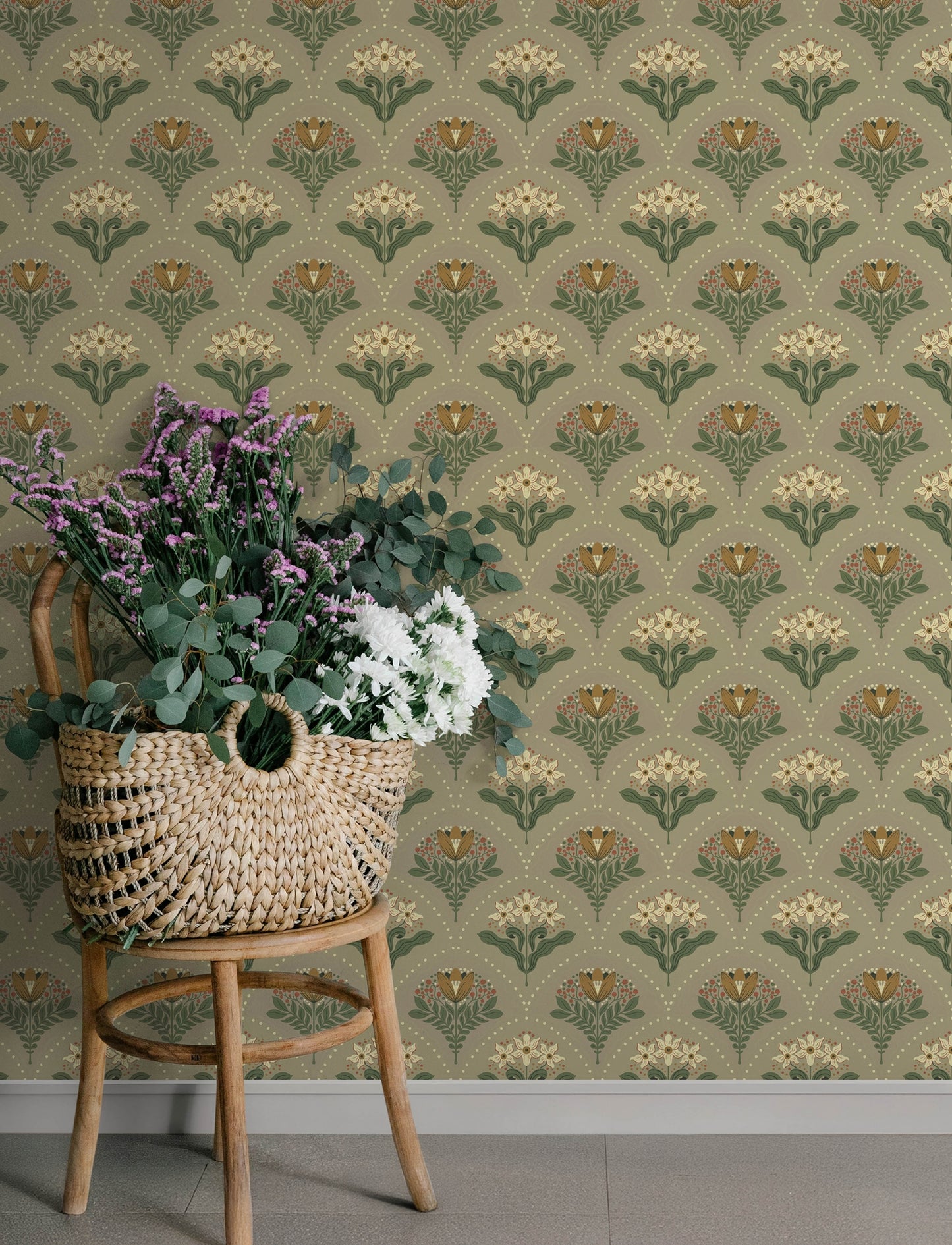 Maj Taupe Floral Damask