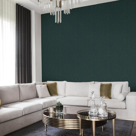 Declan Teal Textured Arches Wallpaper