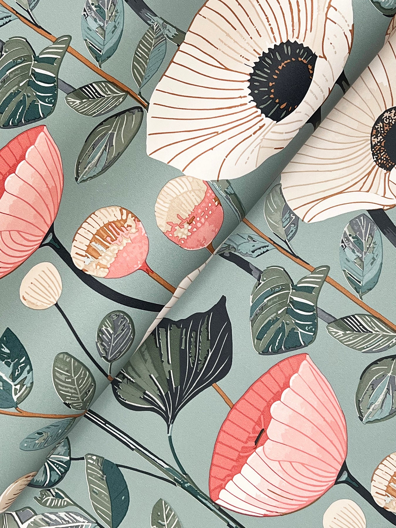 Mindra Light Blue Floral Trail Wallpaper