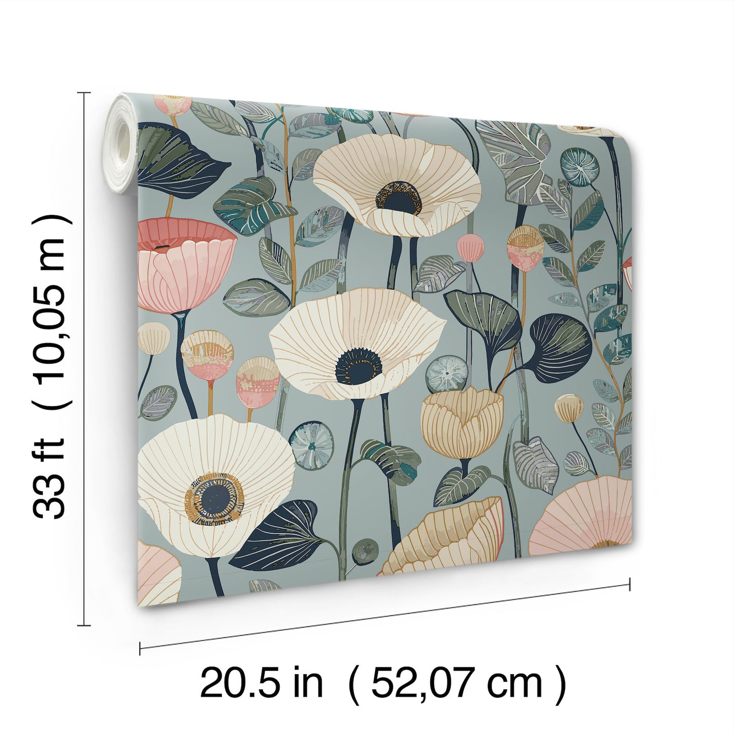 Mindra Light Blue Floral Trail Wallpaper