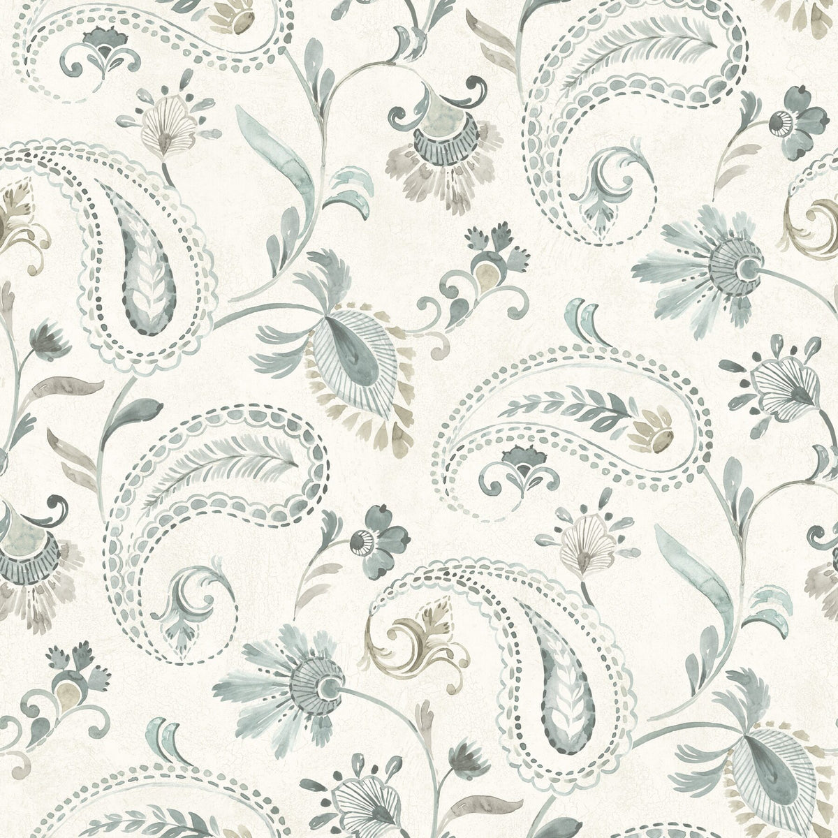 Darlene Aqua Jacobean Wallpaper