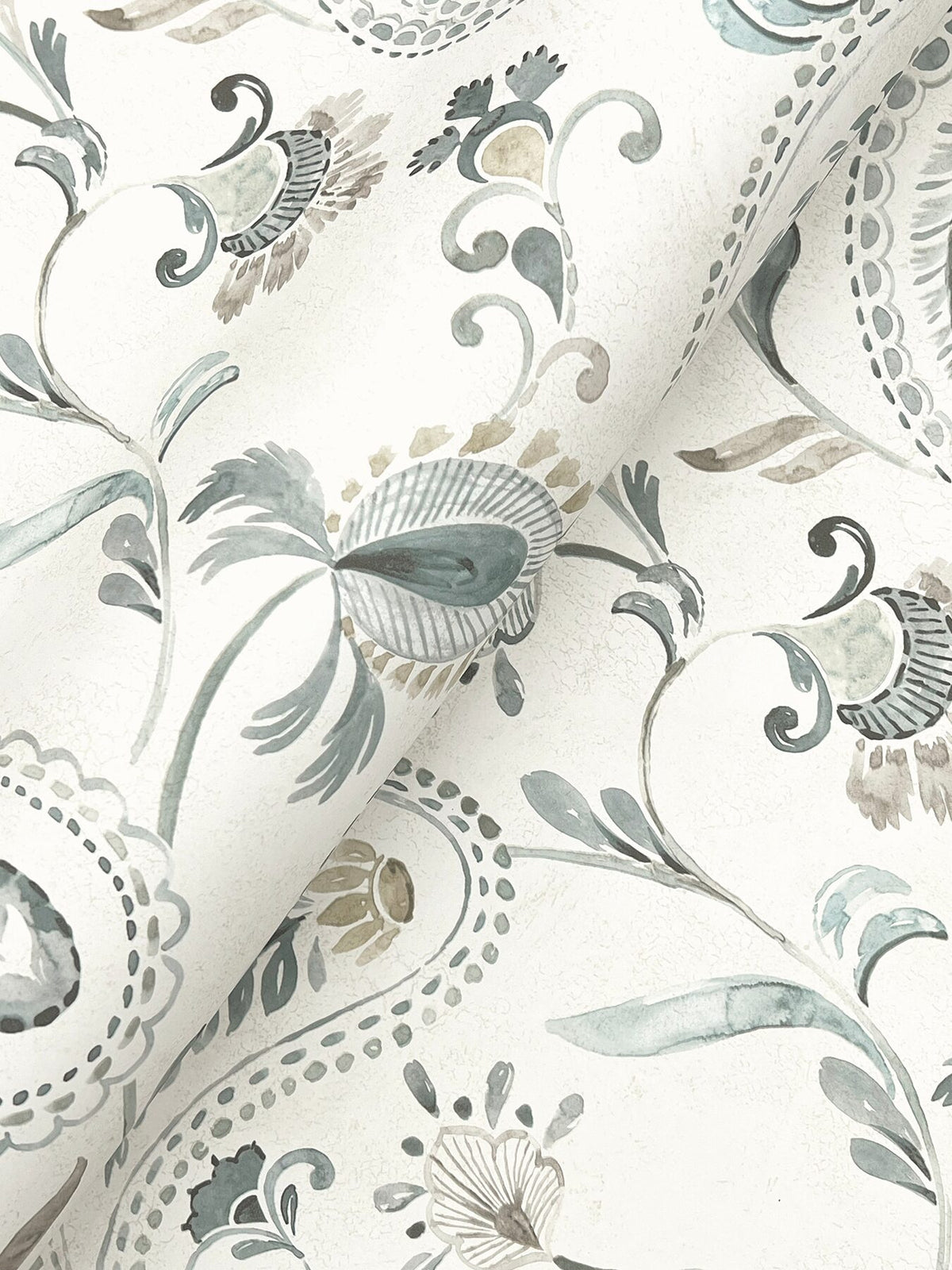 Darlene Aqua Jacobean Wallpaper