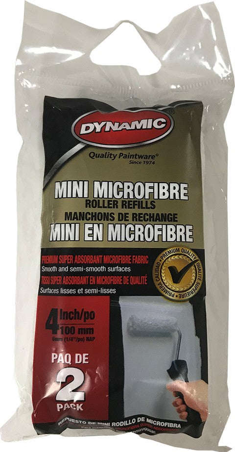 Dynamic Mini Microfibre Roller 4"x1/4" 2 Pack