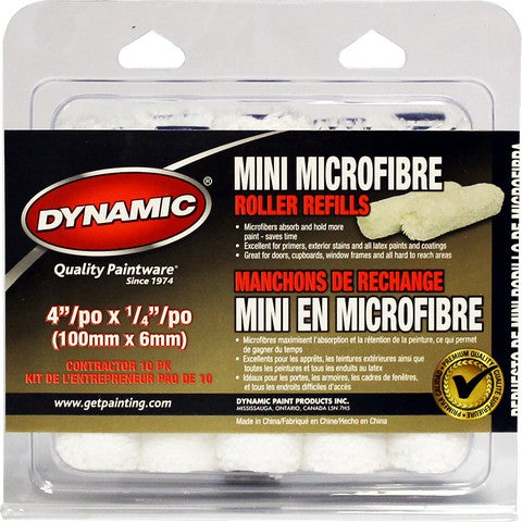 Dynamic Mini Microfibre Roller 4"x1/4" 10 Pack