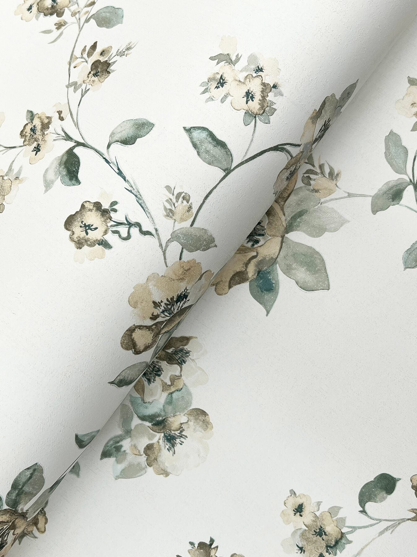 Festival Floral Aqua Trailing Wallpaper