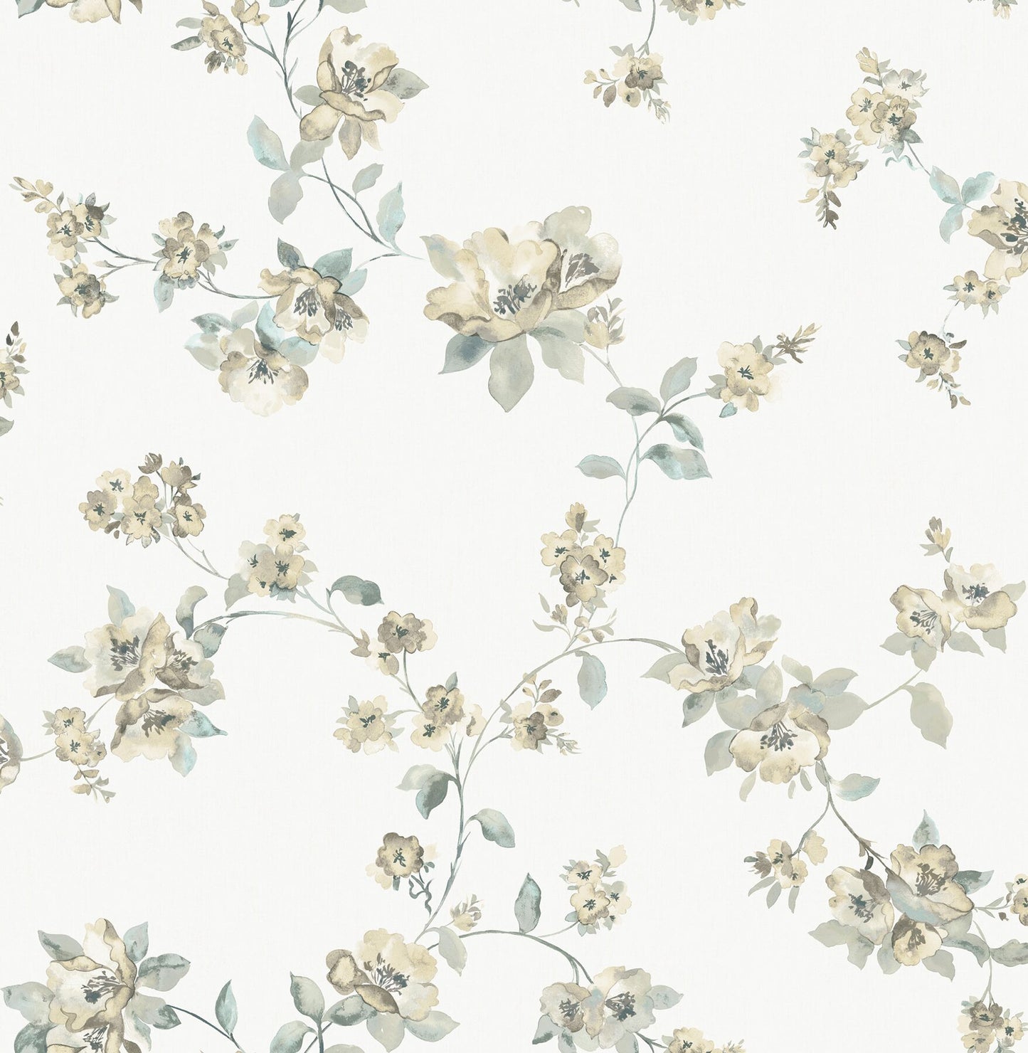 Festival Floral Aqua Trailing Wallpaper